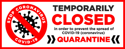 banner stating business is temporarily closed due to COVID-19