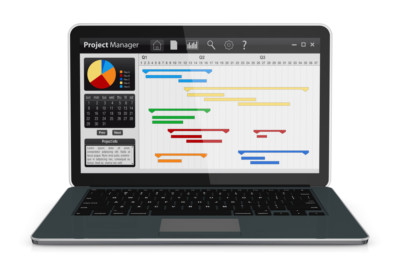 photo of laptop showing project management software