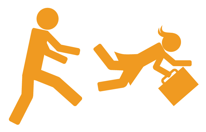 icon of boss kicking an employee out the door