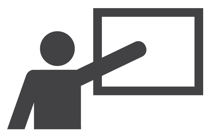 icon of person pointing to presentation screen for training
