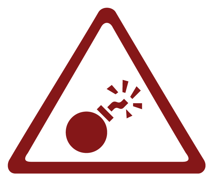 icon of a warning triangle symbol with a lit bomb on the inside