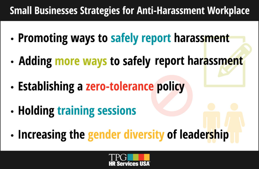 text highlighted in different colors to stress anti-harassment in the workplace