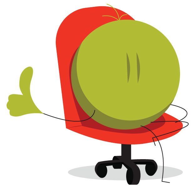 icon symbolizing  of employee sitting in chair giving the thumbs up gesture