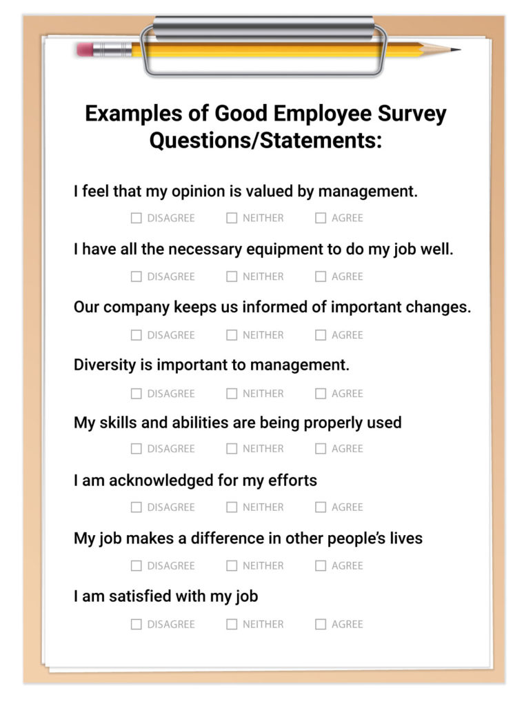 illustration of a clipboard with an actual employee survey