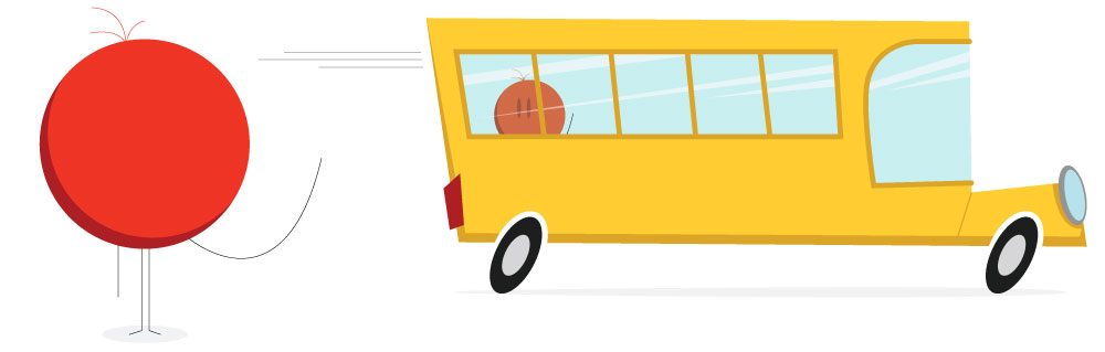 icon representing a working parent putting their kids on the bus in the morning