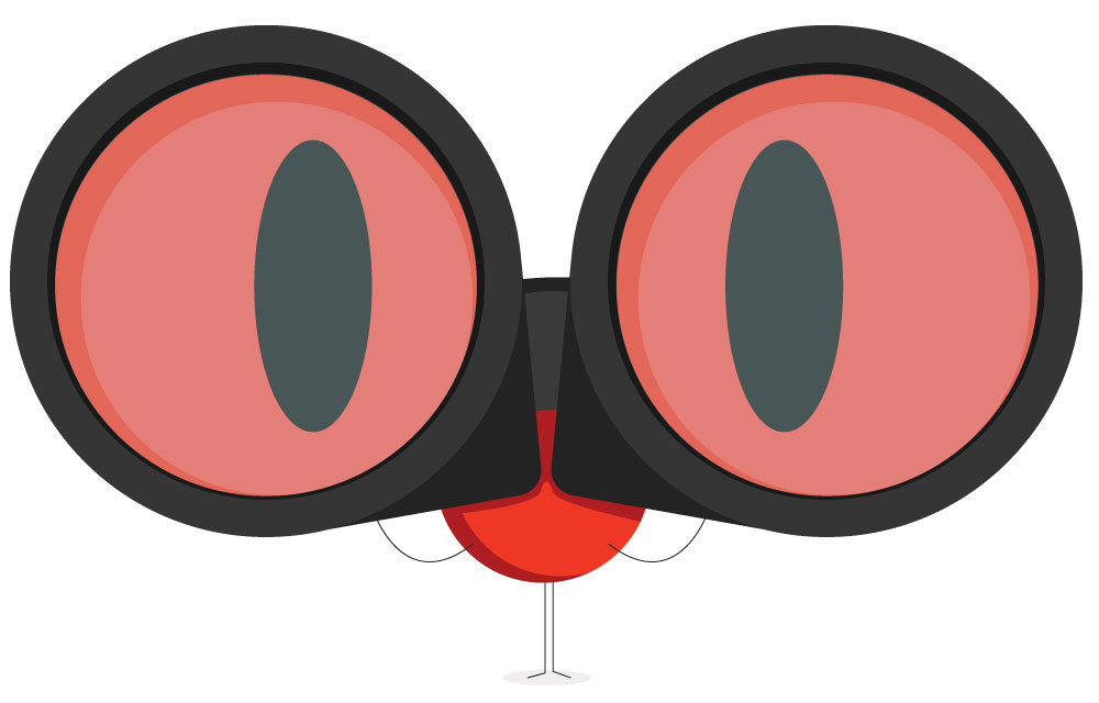 gleep-looking-through-binoculars illustration of icon symbol of business owner looking though giant binoculars