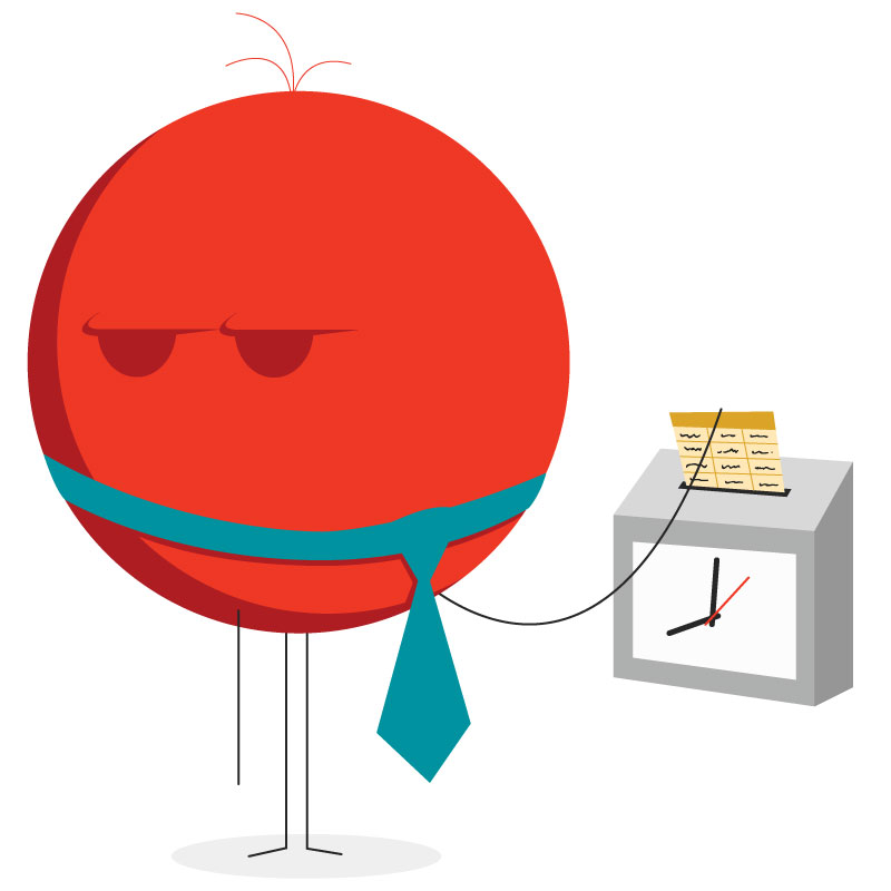 icon symbol of employee punching his time card