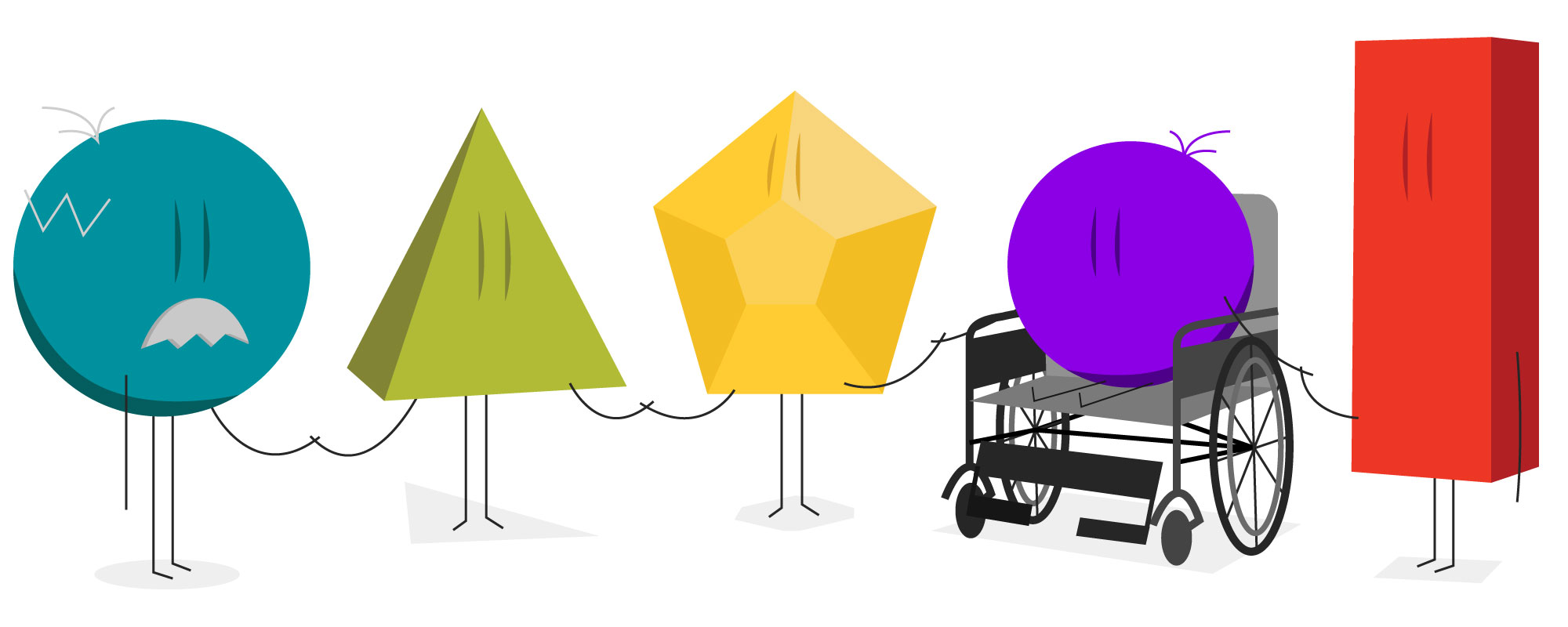 symbolic icons representing employee diversity in different shapes and sizes