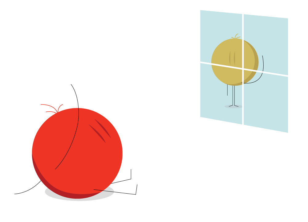 inside-outside icon of symbol of hr employee and another hr consultant outside of the window looking in