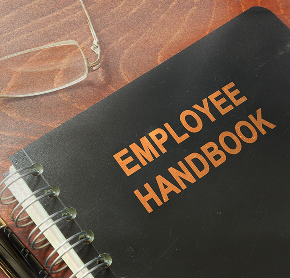 employee handbook on a office desk