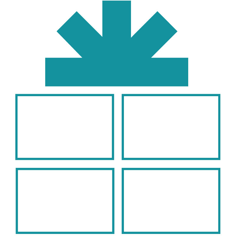 icon of boxes with a bow on top