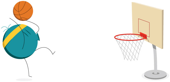 icon symbol representing an employee shooting basketball hoops