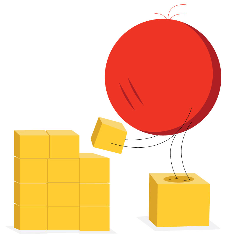 icon symbolizing employee using building blocks to learn