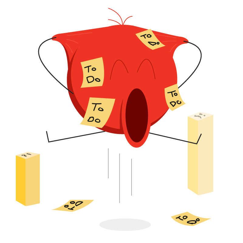 illustration of icon symbol of employee with to do notes all over themselves