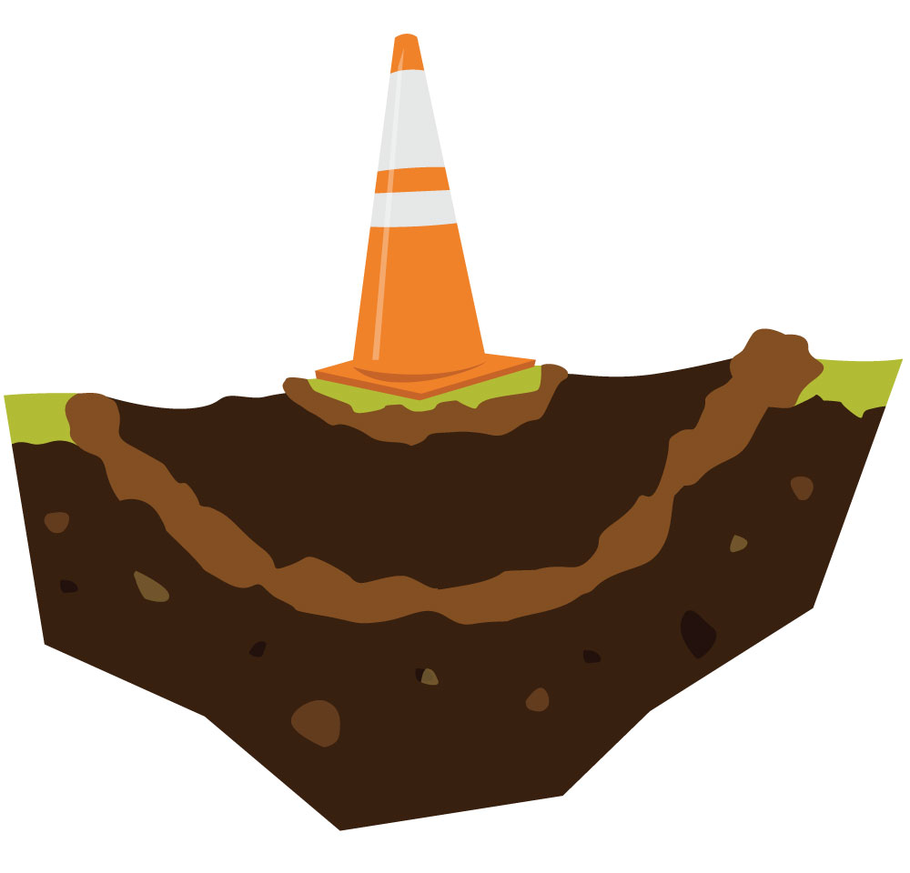 vulnerability-cone illustration of a orange warning cone sitting on top of a small section of earth